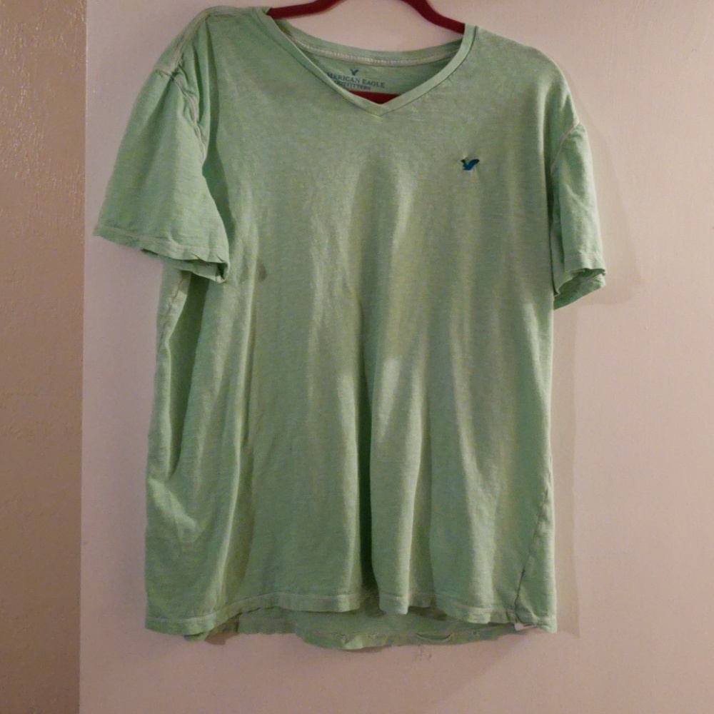 Sage green vee neck short sleeve shirt